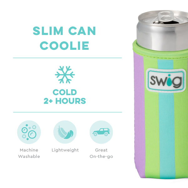 Swig Life Ultra Violet Insulated Neoprene Slim Can Coolie temperature infographic - cold 2+ hours