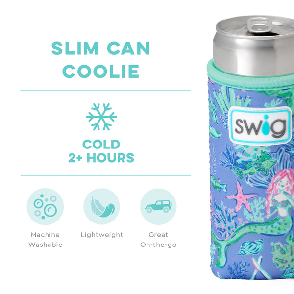 Swig Life Under the Sea Insulated Neoprene Slim Can Coolie temperature infographic - cold 2+ hours