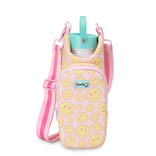 Swig Life Oh Happy Day Insulated Neoprene Water Bottle Sling with over the shoulder strap