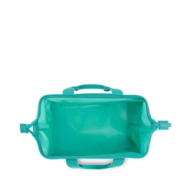 Swig Life Island Bloom Packi 12 Cooler open view from the top with aqua insulated liner