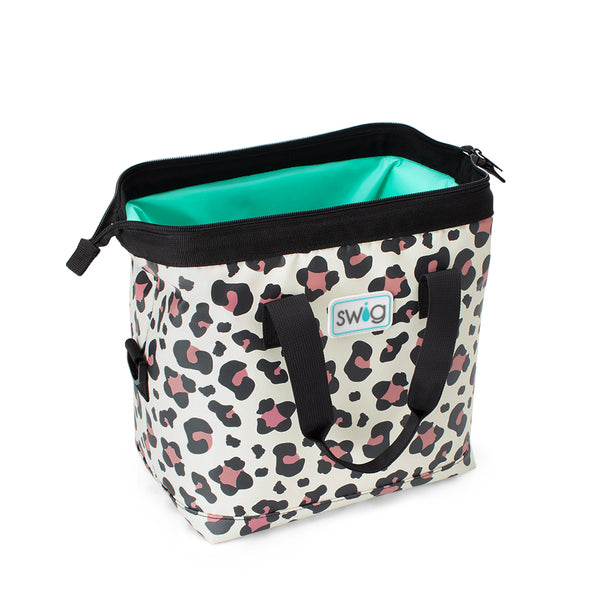Swig Life Luxy Leopard Insulated Packi 12 Cooler open view