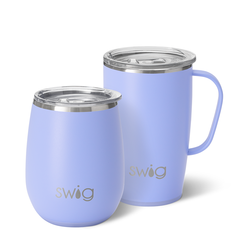 Hydrangea Travel Mug & Wine Cup Set - Swig Life