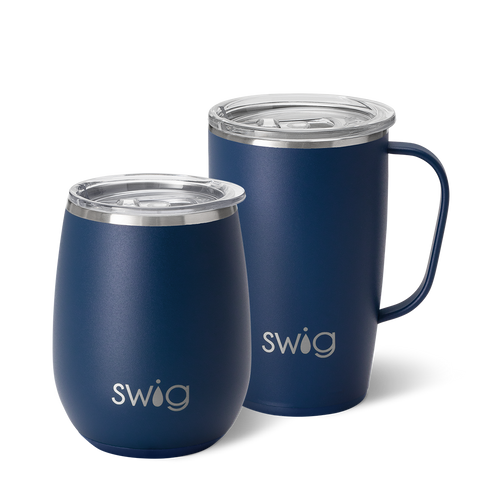Navy Stemless Wine Cup (12oz)