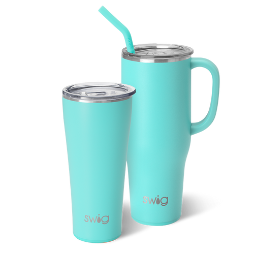 Swig Life Aqua Mega Set including a 32oz Aqua Tumbler and a 40oz Aqua Mega Mug