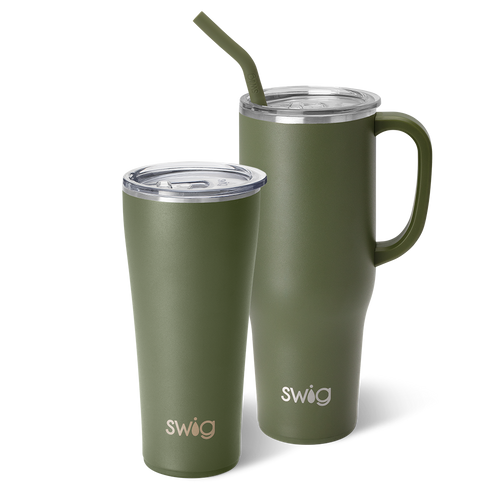 Swig Life Olive Mega Set including a 32oz Olive Tumbler and a 40oz Olive Mega Mug