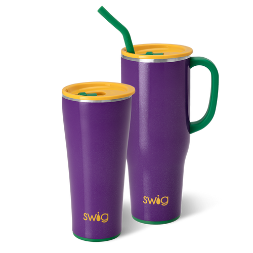 Swig Life Pardi Gras Mega Set including a 32oz Pardi Gras Tumbler and a 40oz Pardi Gras Mega Mug