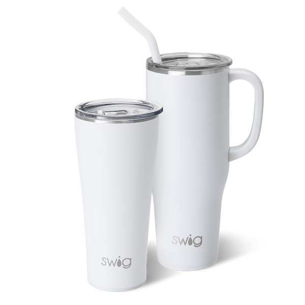 Swig Life White Mega Set including a 32oz White Tumbler and a 40oz White Mega Mug