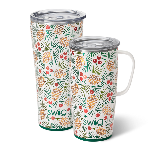 Swig Life All Spruced Up XL Set including a 22oz All Spruced Up Travel Mug and a 32oz All Spruced Up Tumbler