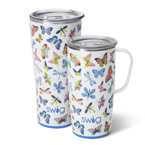 Swig Life Butterfly Bliss XL Set including a 22oz Butterfly Bliss Travel Mug and a 32oz Butterfly Bliss Tumbler