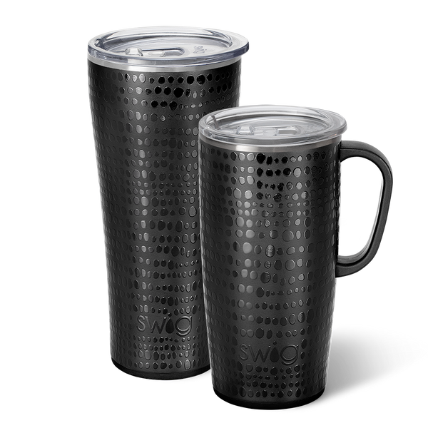 Swig Life Glamazon Onyx XL Set including a 22oz Glamazon Onyx Travel Mug and a 32oz Glamazon Onyx Tumbler