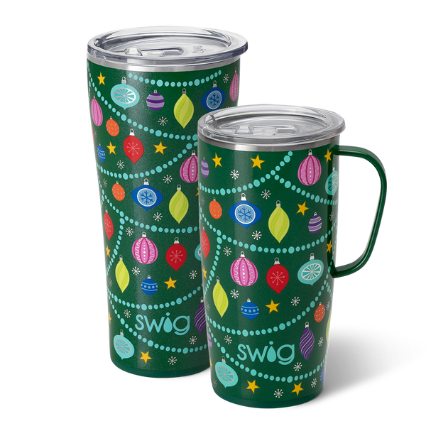 Swig Life O Christmas Tree XL Set including a 22oz O Christmas Tree Travel Mug and a 32oz O Christmas Tree Tumbler