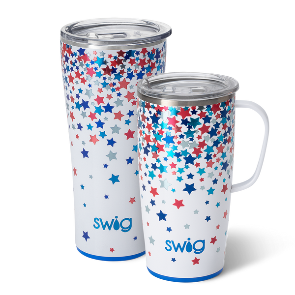 Swig Life Star Spangled XL Set including a 22oz Star Spangled Travel Mug and a 32oz Star Spangled Tumbler