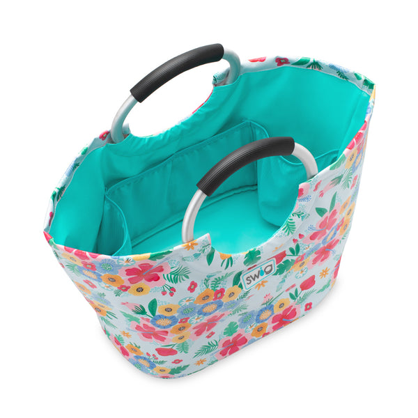 Swig Life Island Bloom Loopi Tote Bag open view from the top showing inside storage pocket