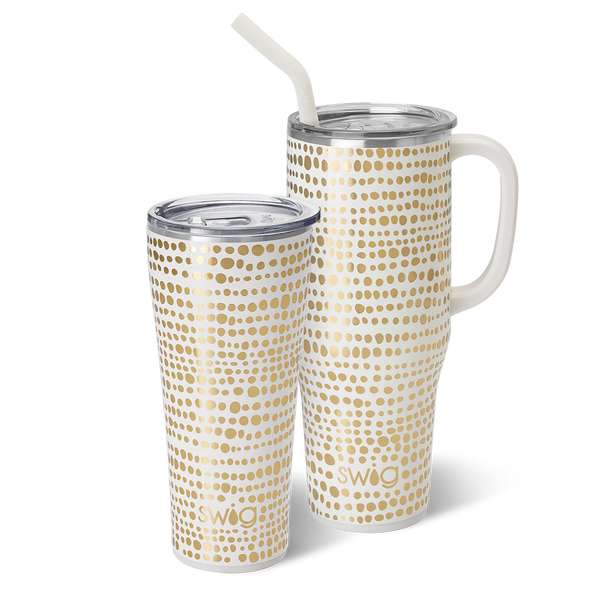 Swig Life Glamazon Gold Mega Set including a 32oz Glamazon Gold Tumbler and a 40oz Glamazon Gold Mega Mug