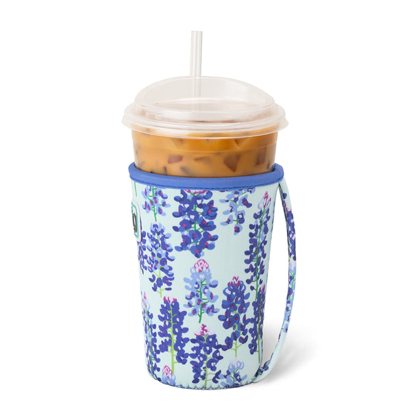 Swig Life Bluebonnet Insulated Neoprene Iced Cup Coolie with hand strap