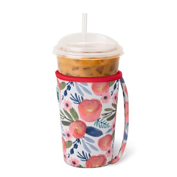 Swig Life Poppy Fields Insulated Neoprene Iced Cup Coolie with hand strap