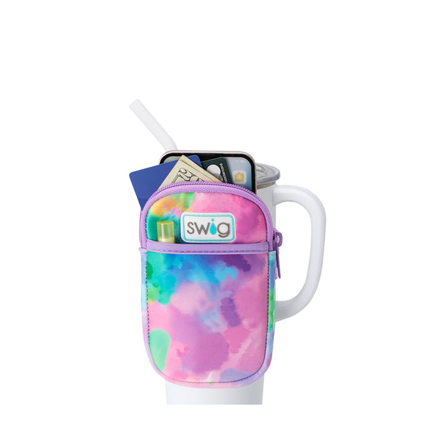 Swig Life Cloud Nine Neoprene Mega Mug Pouch with two pockets containing daily essentials