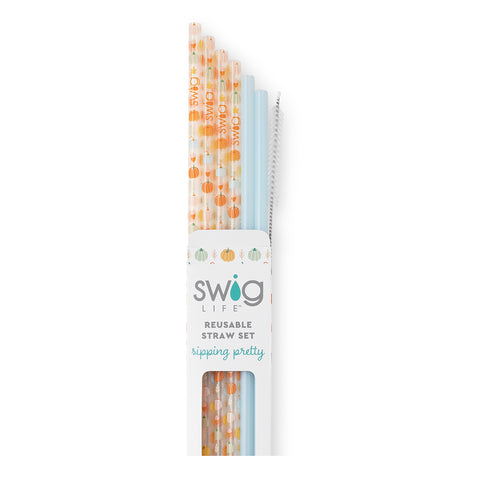 Luxy Leopard + Blush Reusable Straw Set