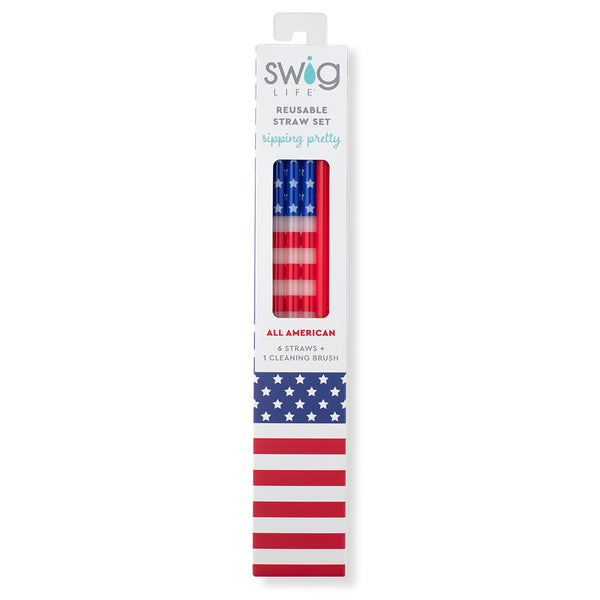 Swig Life All American Reusable Straw Set inside packaging