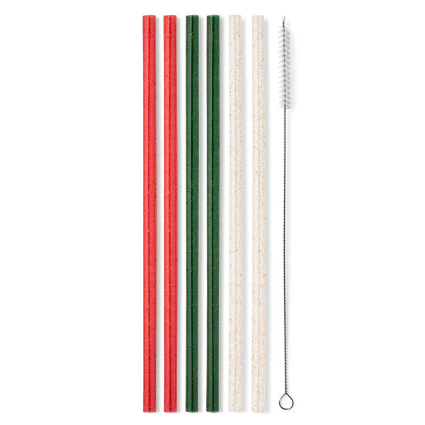 Swig Life Christmas Glitter Reusable Straw Set without packaging