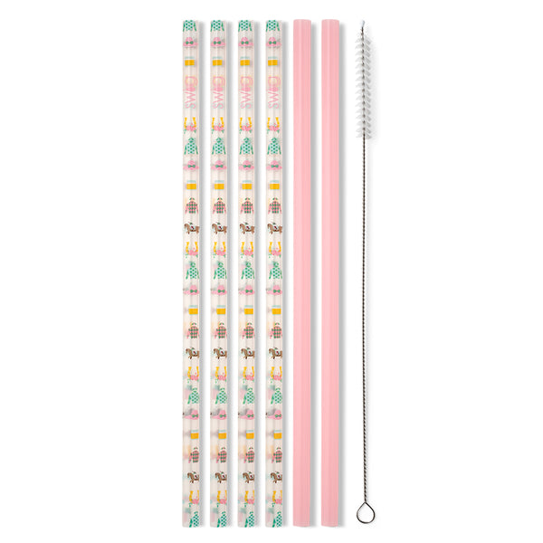 Swig Life Derby Day + Blush Reusable Straw Set without packaging