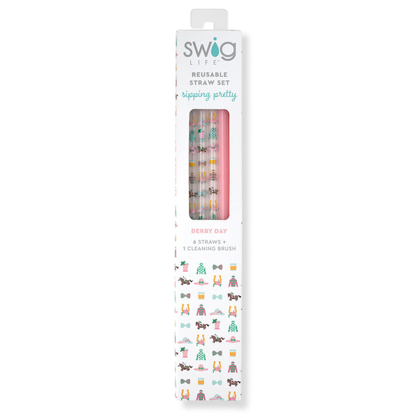 Swig Life Derby Day + Blush Reusable Straw Set inside packaging