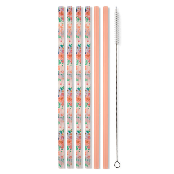 Swig Life Full Bloom + Coral Reusable Straw Set without packaging