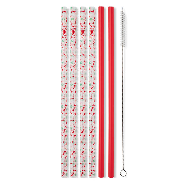 Swig Life Happy Howlidays + Red Reusable Straw Set without packaging