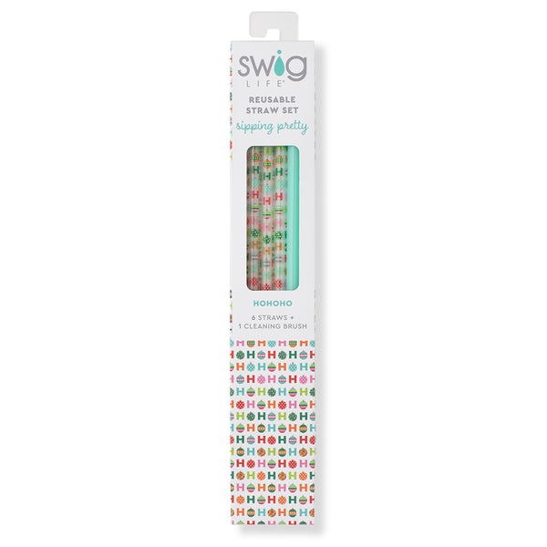 Swig Life Hohoho + Mint Reusable Straw Set inside packaging