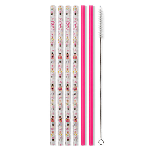 Swig Life Nutcracker + Hot Pink Reusable Straw Set without packaging