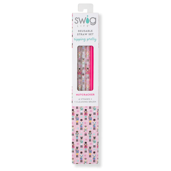 Nutcracker + Hot Pink Reusable Straw Set - Swig Life