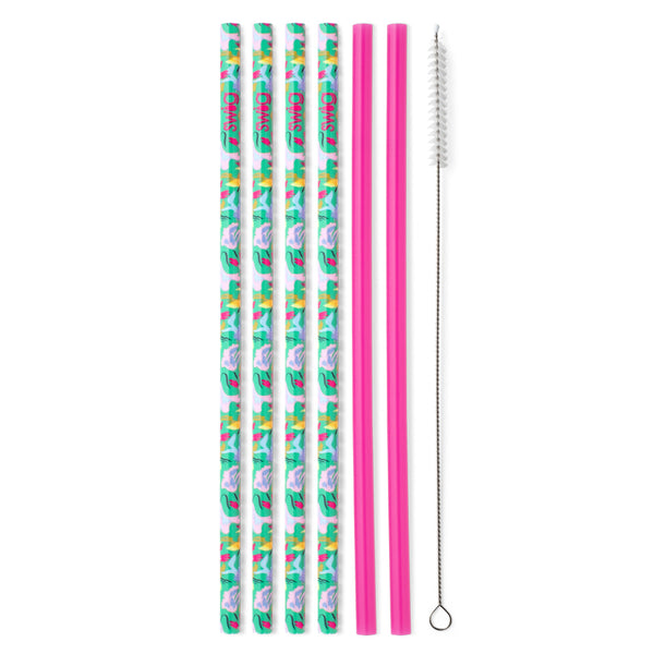 Swig Life Paradise + Hot Pink Reusable Straw Set without packaging