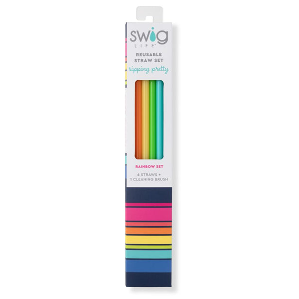 Swig Life Rainbow Reusable Straw Set inside packaging