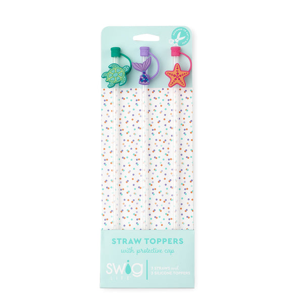 Swig Life Ocean Straw Topper Set including three straws and three silicone toppers