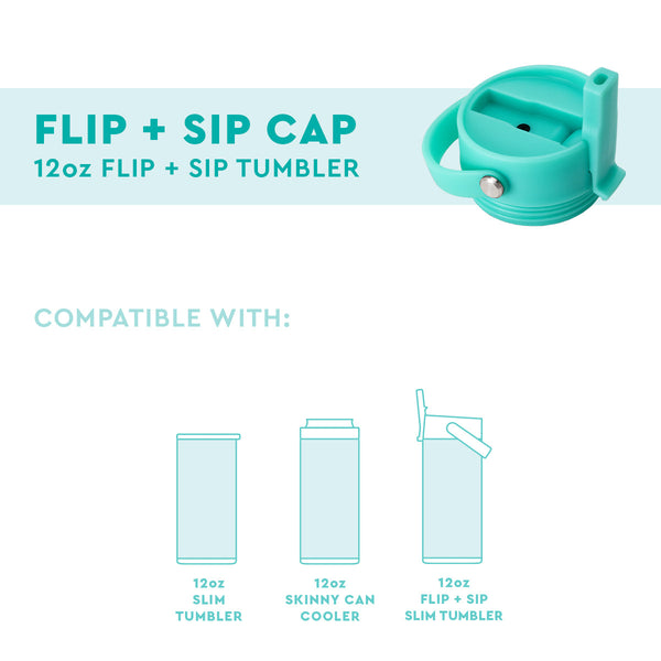 Black Flip + Sip Cap (12oz Slim Tumbler)