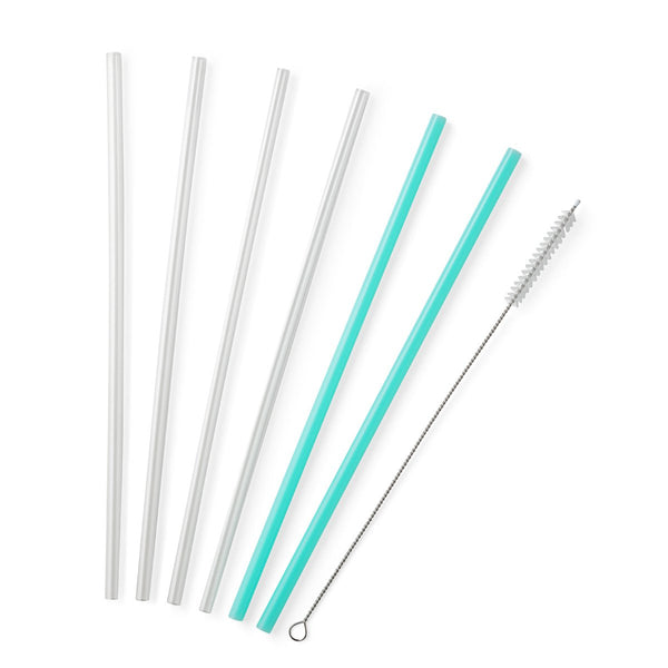 Clear + Aqua Reusable Straw Set