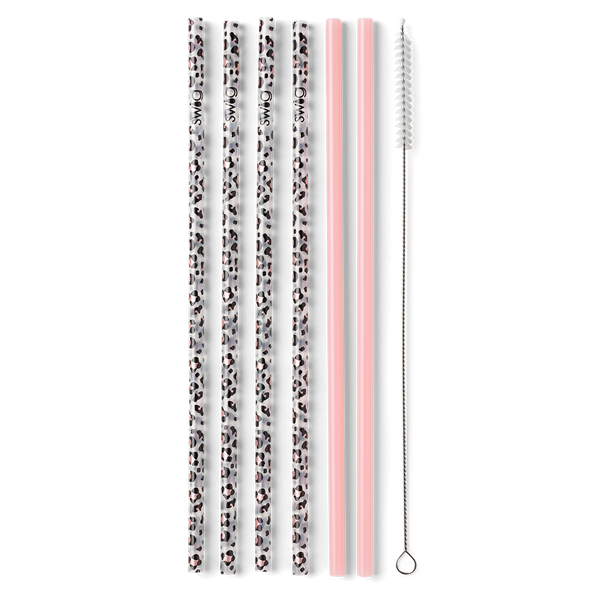 Swig Life Luxy Leopard + Blush Reusable Straw Set without packaging