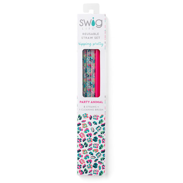 Swig - Straw Set, Confetti & Pink