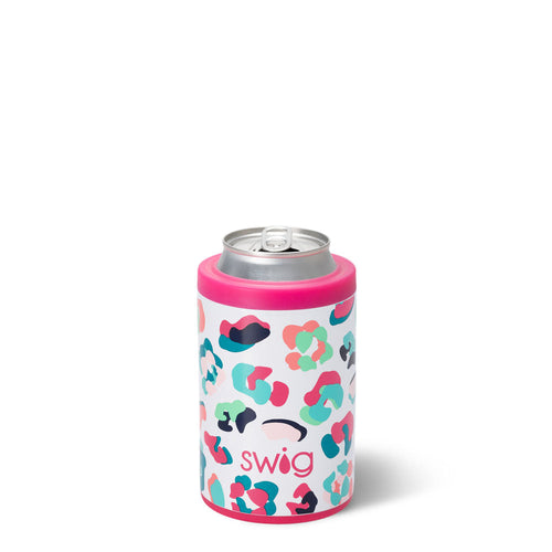 Swig Life 12oz Party Animal Insulated Can + Bottle Cooler shown with a can inside