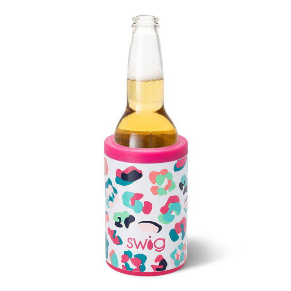 Swig Life 12oz Party Animal Insulated Can + Bottle Cooler shown with a bottle inside