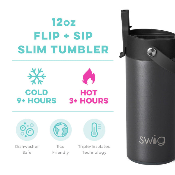 Grey Flip + Sip Slim Tumbler (12oz)