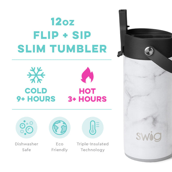Marble Flip + Sip Slim Tumbler (12oz)