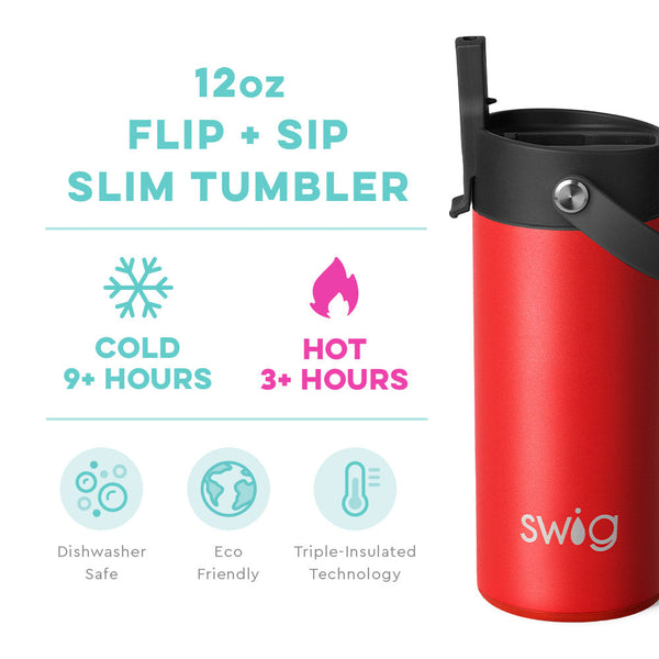 Red Flip + Sip Slim Tumbler (12oz)