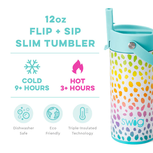 Swig Life 12oz Wild Child Insulated Flip + Sip Tumbler temperature infographic - cold 9+ hours or hot 3+ hours