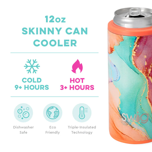 Swig Life 12oz Dreamsicle Skinny Can Cooler temperature infographic - cold 9+ hours or hot 3+ hours