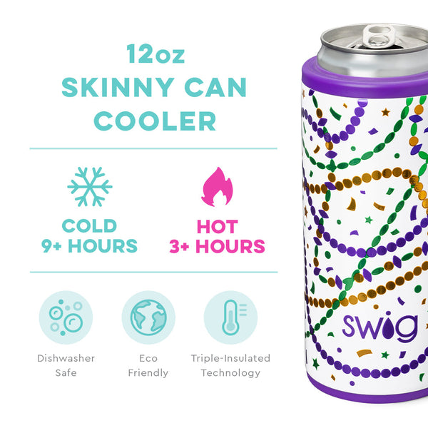 Swig Life 12oz Hey Mister Skinny Can Cooler temperature infographic - cold 9+ hours or hot 3+ hours