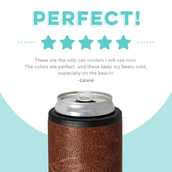 Swig 12oz Leather Skinny Can Cooler
