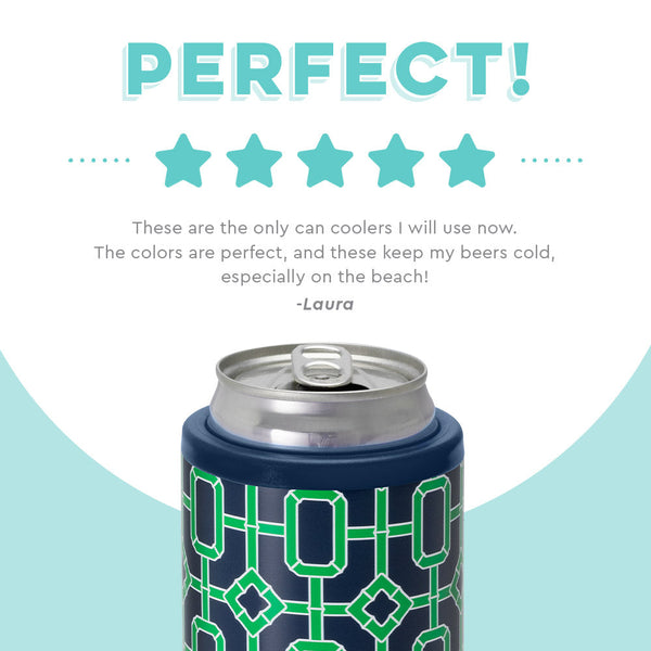 Navy Bamboo Trellis Skinny Can Cooler (12oz)
