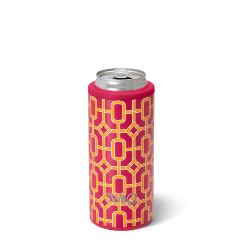 Pink Bamboo Trellis - 12oz Skinny Can Cooler - Swig Life
