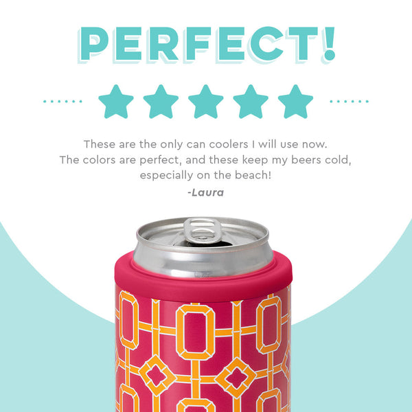 Pink Bamboo Trellis - 12oz Skinny Can Cooler- perfect for the beach